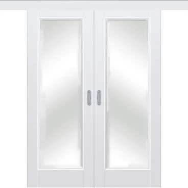 Раздвижная двустворчатая дверь Кобальт 42 аляска остеклённая