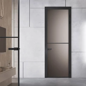 Межкомнатная алюминиевая дверь Loft 2 стекло матовое бронзовое