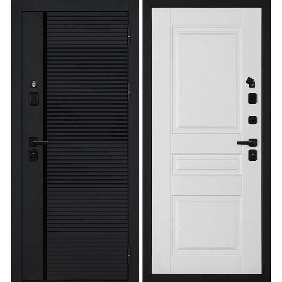 Входная дверь Галактика-173 панель фрезерованная PR-150 белая