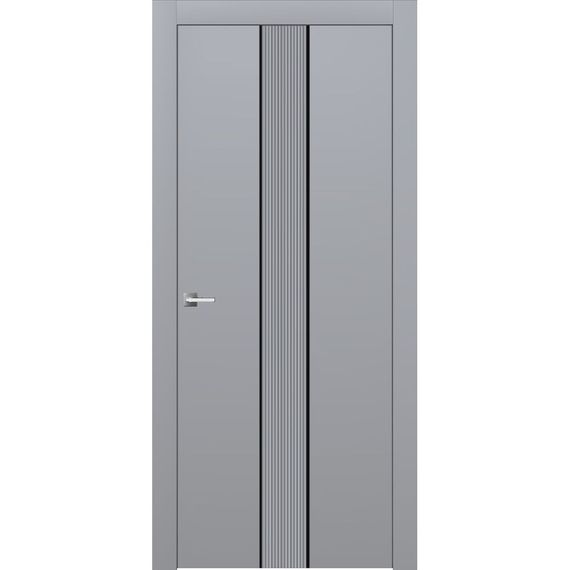 Межкомнатная дверь эмаль Ofram Линнея 5 серая с молдингом глухая