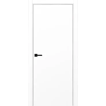 Межкомнатная дверь экошпон Неаполь 1 белый снежный кромка ABS чёрная