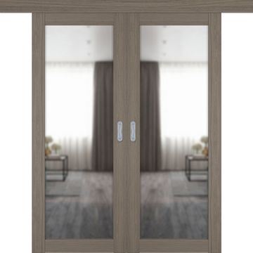 Двустворчатая дверь купе 501.2 орех с зеркалом с одной стороны