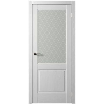 Межкомнатная дверь экошпон Нова 4 ясень белый остеклённая