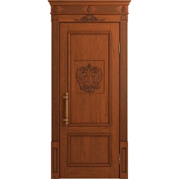 Межкомнатная дверь массив дуба Статус табачный патина черная глухая