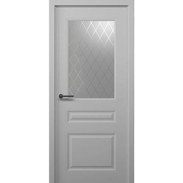 Межкомнатная дверь эмаль Albero Стиль 2 серая остеклённая