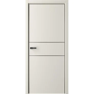 Межкомнатная дверь эмаль Лайн 3 латте глухая чёрная алюминиевая кромка