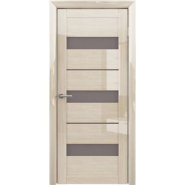 Межкомнатная дверь глянцевая Albero Прага глянец мокко стекло бронзовое