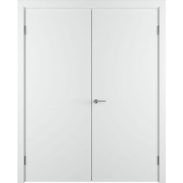Двухстворчатая распашная дверь Флэт белая эмаль глухая