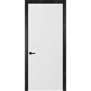Межкомнатная белая дверь Графика 1 с чёрным наличником