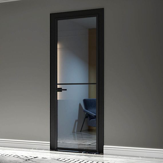 Межкомнатная алюминиевая дверь Loft-S 2 стекло прозрачное серое