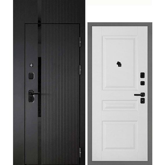 Входная дверь с фальшфрамугой Сити-1Ф панель фрезерованная PR-150 белая