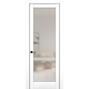 Межкомнатная дверь керамик NC 8 снежный остеклённая