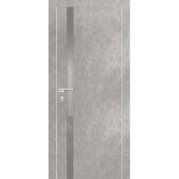 Межкомнатная дверь экошпон PX-8 серый бетон с AL кромкой со стеклом