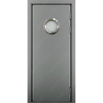 Маятниковая влагостойкая дверь Kapelli серый RAL 7040 с иллюминатором