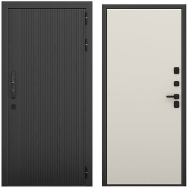 Входная дверь Смарт чёрный силк панель гладкая