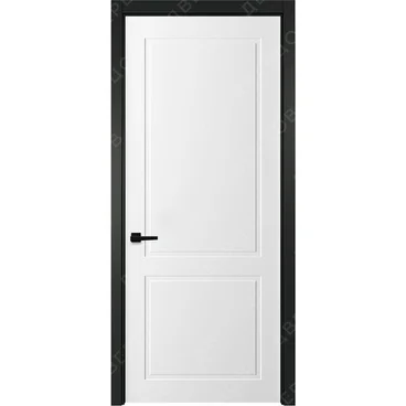Межкомнатная белая дверь Неоклассик 2 с чёрным наличником