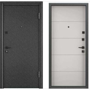 Входная дверь Delta PRO MP чёрный шёлк D6-28 ПВХ бьянко