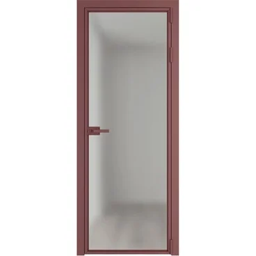 Алюминиевая межкомнатная дверь 1AХ красный антрацит остеклённая