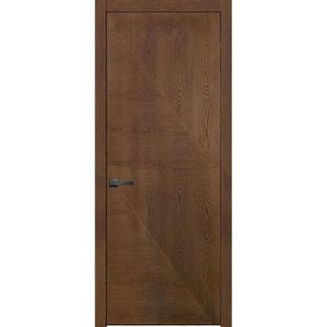 Межкомнатная дверь массив дуба шпон ясеня Флэт-6 медовый глухая