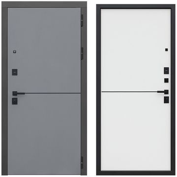 Входная дверь Бриг графит с молдингом внутри