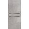 Фото межкомнатной двери экошпон Profilo Porte PX-18 серый бетон с алюминиевой кромкой с 2-х сторон стекло Lacobel черный