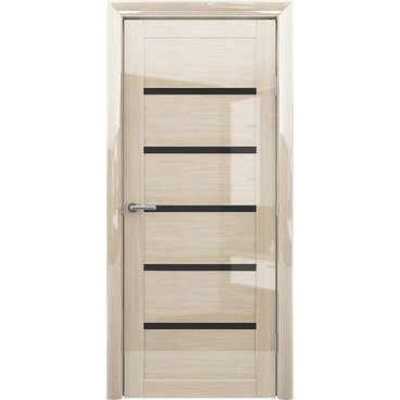 Межкомнатная дверь глянцевая Albero Вена глянец мокко стекло чёрное