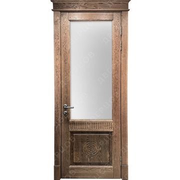 Межкомнатная дверь массив дуба без сучка Дверцов Верона остеклённая дуб коньяк