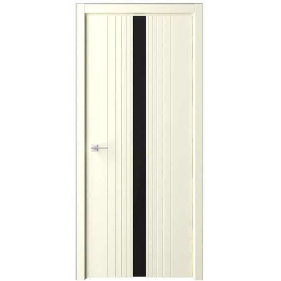 Фото межкомнатная дверь эмаль Геометрия 8 слоновая кость стекло чёрное