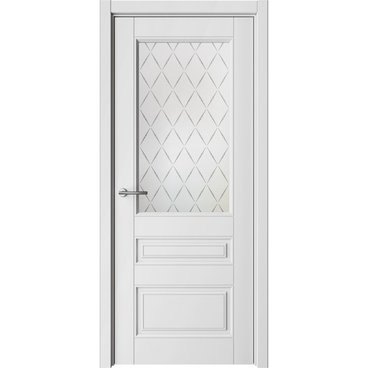 Межкомнатная дверь эмаль белая Классика 3 со стеклом