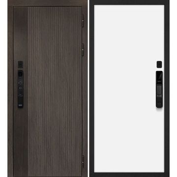 Входная дверь Вертикаль смарт дымчатый камень дуб морёный панель МДФ под покраску