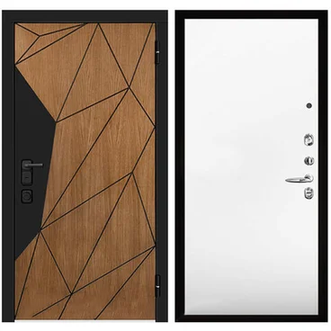 Входная уличная дверь Композит Термо туманный лес RAL 9005 МДФ белая эмаль