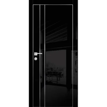 Межкомнатная дверь HGX-14 чёрный глянец с алюминиевой кромкой