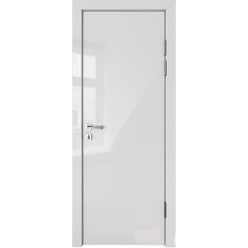 Межкомнатная дверь DG-500 серый глянец AL кромка хром с 2-х сторон