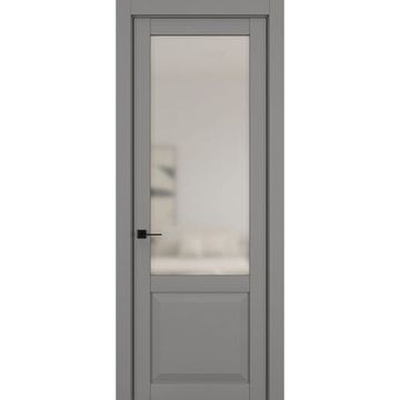 Межкомнатная дверь керамик NC 4 серый остеклённая