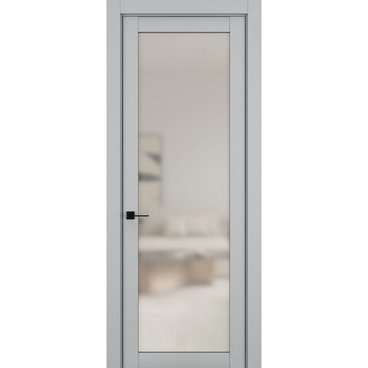 Межкомнатная дверь керамик NC 2 шеллак серый остеклённая