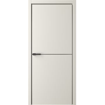 Межкомнатная дверь эмаль Лайн 2 латте глухая чёрная алюминиевая кромка