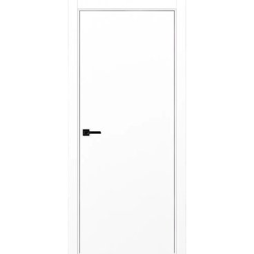 Межкомнатная дверь экошпон Неаполь 1 белый снежный кромка ABS чёрная
