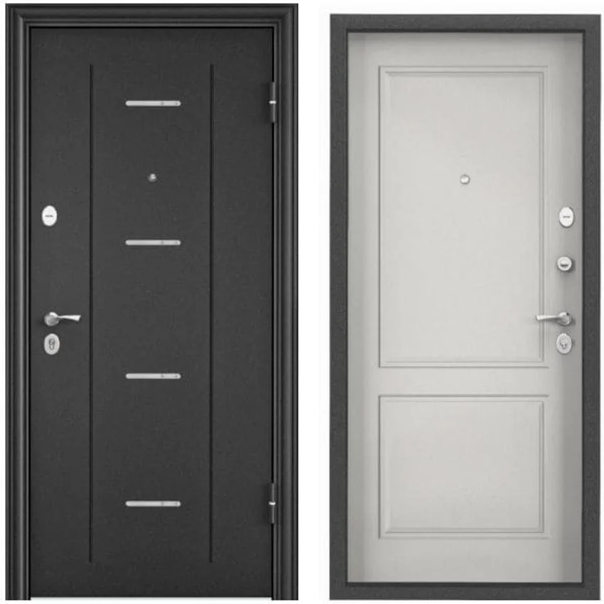 Фото входная cтальная дверь Torex Delta PRO MP DL-1 темно-серый букле графит D6-27 ПВХ бьянко