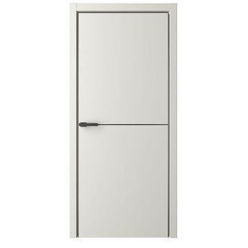 Межкомнатная дверь эмаль Лайн 2 латте глухая чёрная алюминиевая кромка