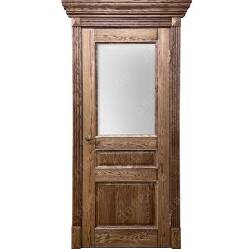 Межкомнатная дверь массив дуба с багетом Болонья остеклённая дуб коньяк