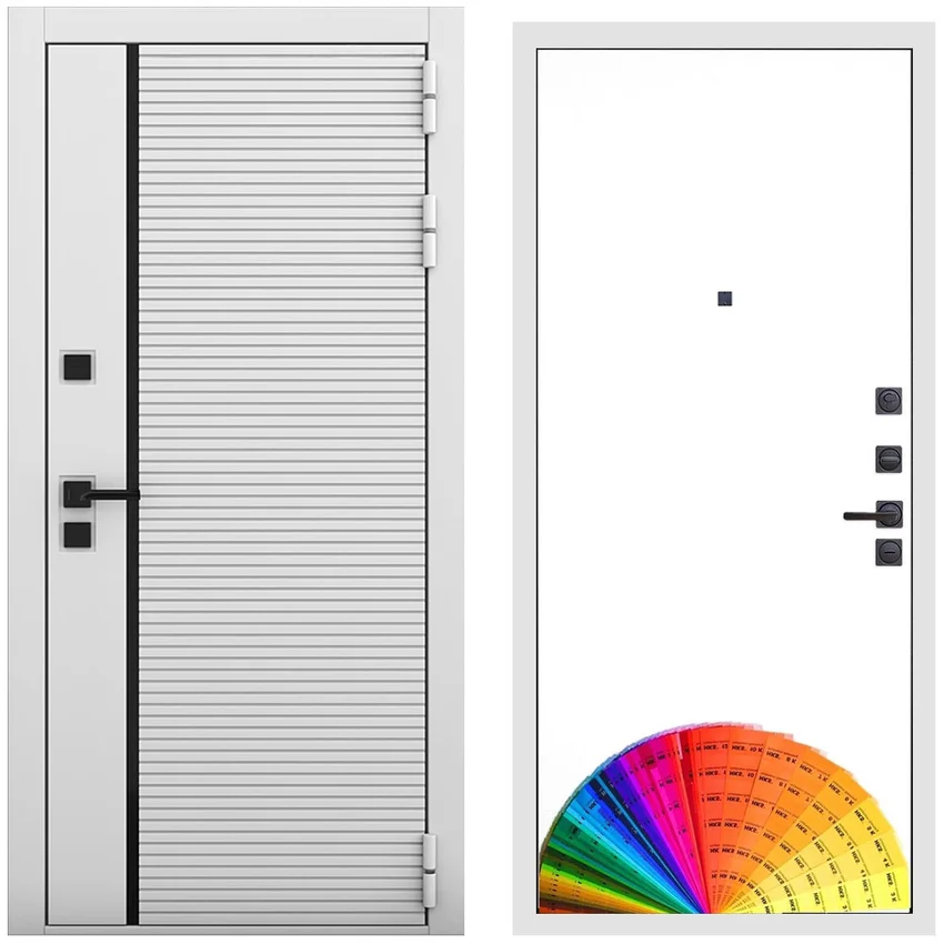 Входная дверь Пиано белый матовый панель МДФ под покраску