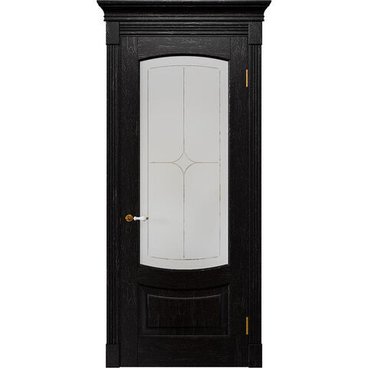 Межкомнатная дверь массив дуба Alvero Алина венге патина серебро остеклённая