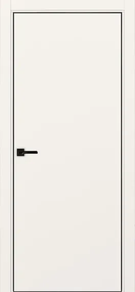 дверь экошпон Неаполь 1 бежевый чёрная алюминиевая кромка