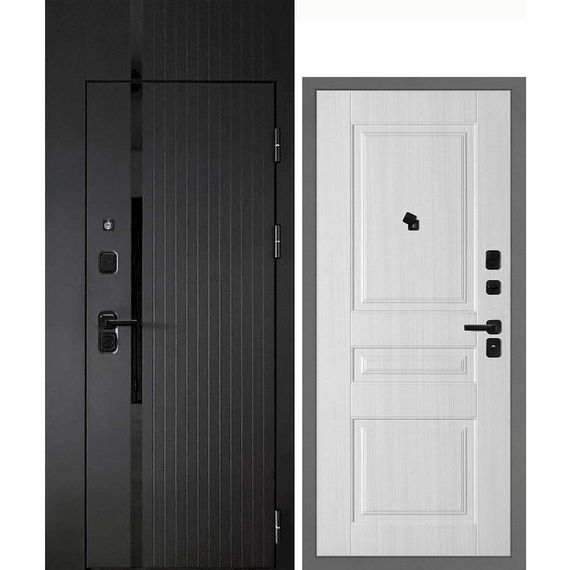 Входная дверь с фальшфрамугой Сити-1Ф панель фрезерованная PR-150 сандал белый