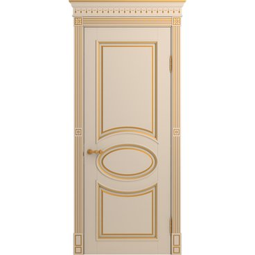 Межкомнатная дверь массив бука Viporte Лацио ваниль патина золото глухая