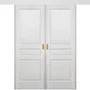 Фото двустворчатой двери купе массив ольхи Валенсия белая эмаль без стекла