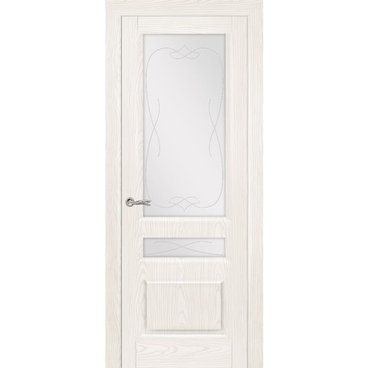 Межкомнатная дверь шпонированная Ситидорс Малахит 2 белый ясень остеклённая
