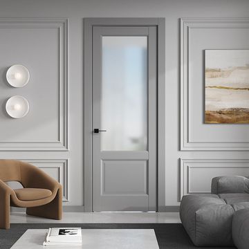 Межкомнатная дверь керамик SC 4 серый остеклённая