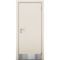 Фото межкомнатной пластиковой влагостойкой двери Poseidon гладкая крем матовый глухая с отбойной пластиной