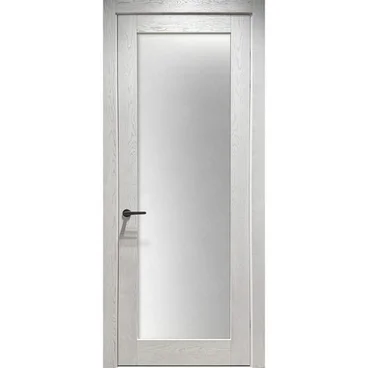 Межкомнатная дверь массив дуба эмаль Дверцов Кастро остеклённая белый RAL9019